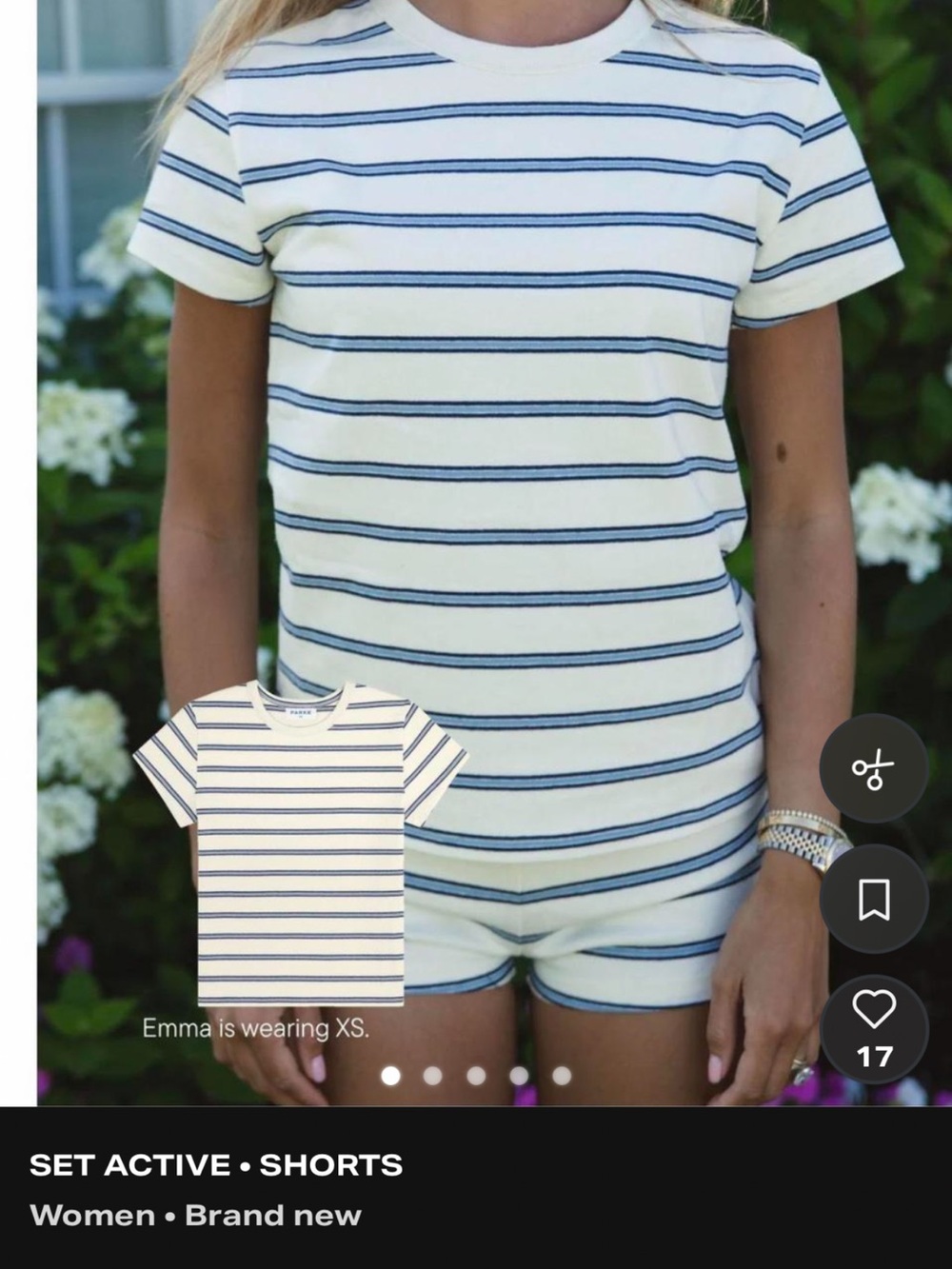 Striped Cream & Navy Short Sleeve Tee - Classic Crew